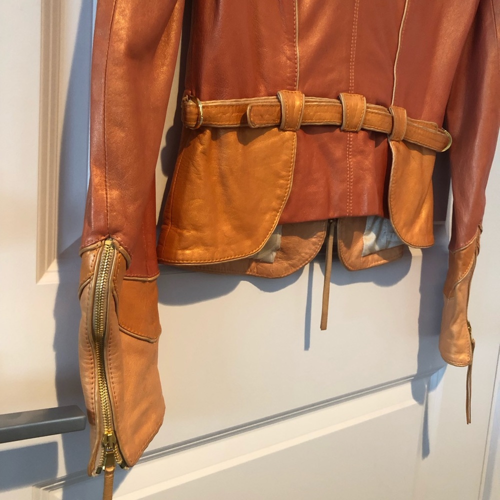 Roberto Cavalli tri-color leather jacket